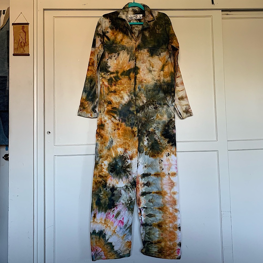 BURNING MAN ✨ NWOT Red Kap cotton coveralls/jumpsuit ice tie dye, size 38R